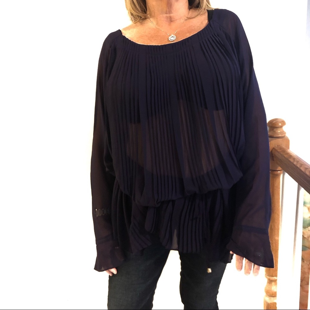 🆕Lane Bryant. Pleated sheer purple blouse